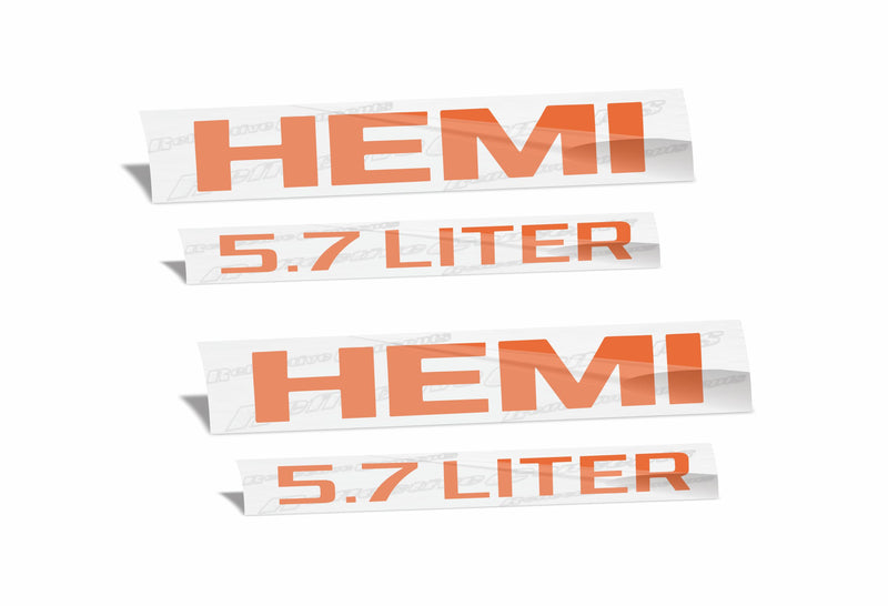HEMI 5.7 LITER Emblem Overlay Decals - 2013-2018 Ram