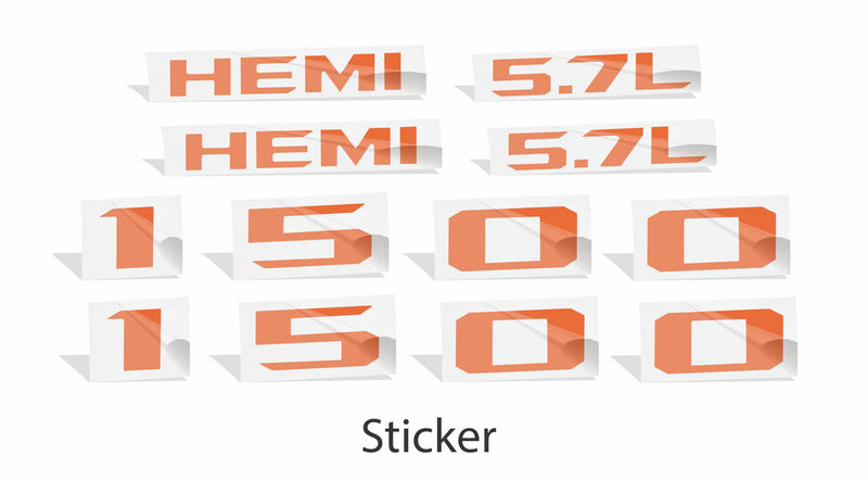 1500 HEMI 5.7L Hood Emblem Overlay Decals