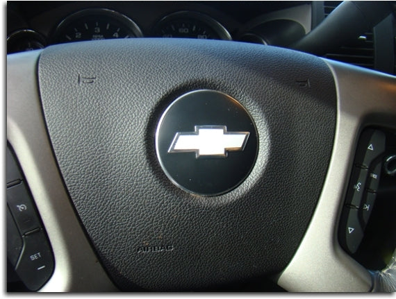 thumbnail image 2 of Gloss Black Steering Wheel Bowtie Overlay For Chevy Silverado 2007-2013. Precut Vinyl Decal By BlackoutAutoMods, Interior Upgrade. 2 of 6