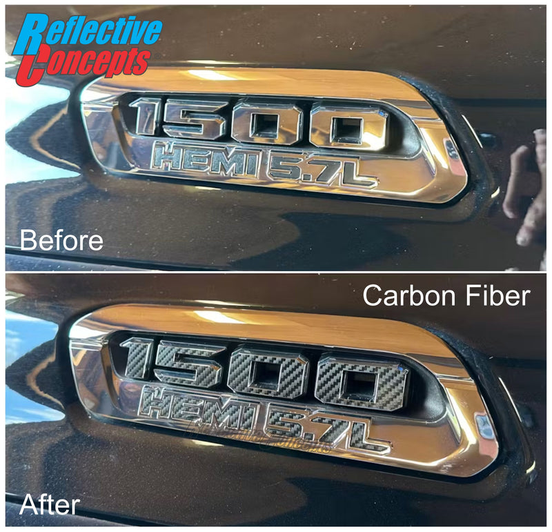1500 HEMI 5.7L Hood Emblem Overlay Decals