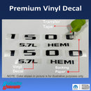 1500 HEMI 5.7L Hood Emblem Overlay Decals