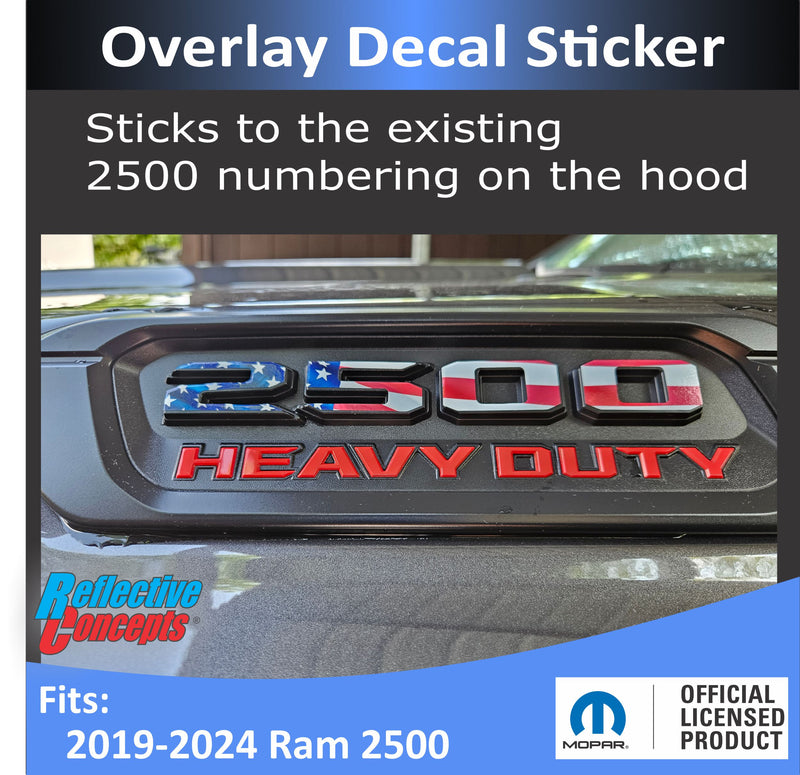 2500 Hood Emblem Number Overlay Decals - 2019 -2025 Ram 2500