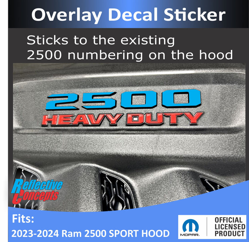 2500 Sport Performance Hood Emblem Number Overlay Decals - 2023-2025 Ram 2500 Laramie, Rebel, Power Wagon