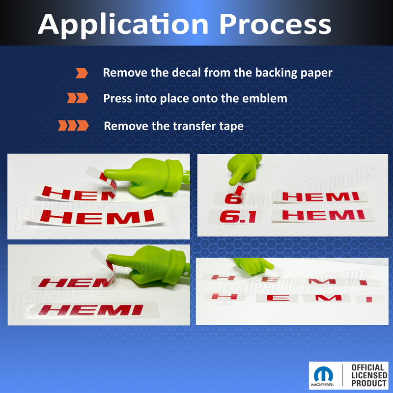 Hemi Emblem Overlay Decals (pair)  Dodge Challenger