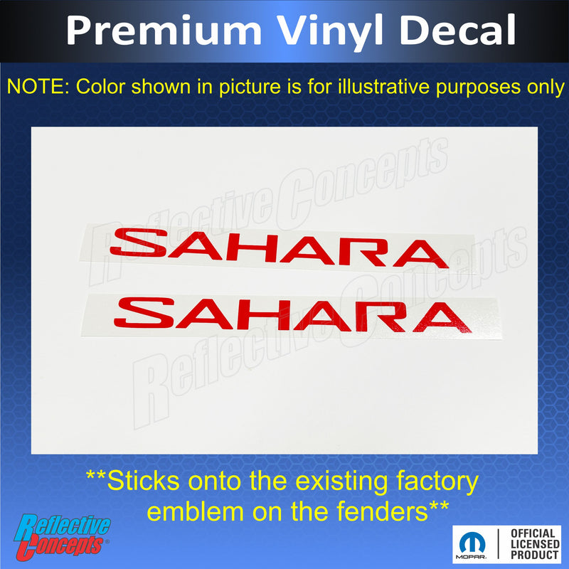 SAHARA Fender Emblem Overlay Decals  - 2018-2024 Wrangler JL Sahara