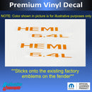 HEMI 6.4 LITER Emblem Overlay Decals - 2019-2024 Ram 2500