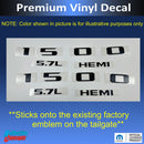 1500 HEMI 5.7L Hood Emblem Overlay Decals