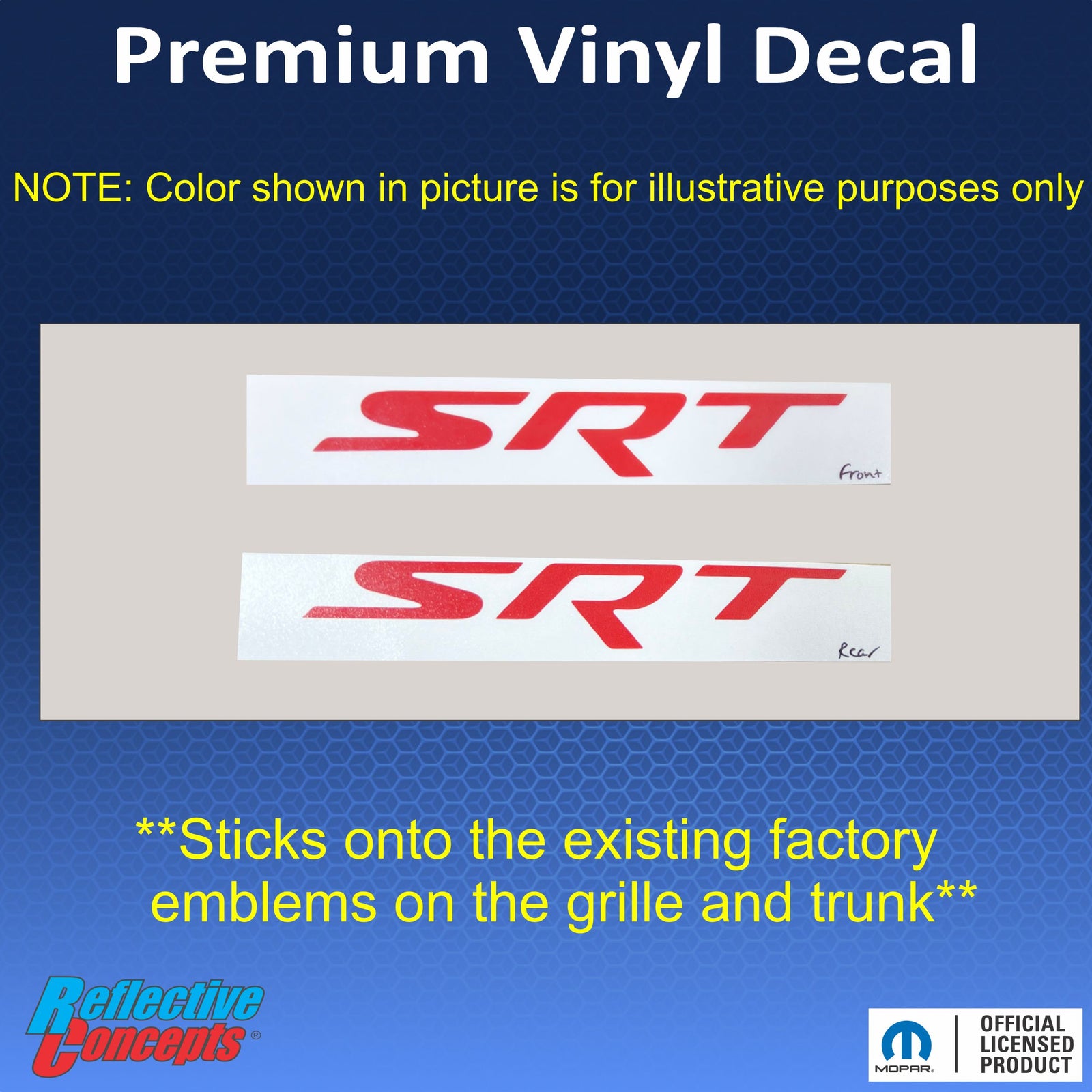 2015-2016 Challenger SRT Hellcat Front & Rear Emblem Overlay Decals