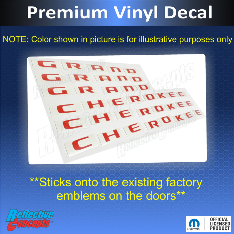 GRAND CHEROKEE Door Emblem Overlay Decal set - 2017-2022 Grand Cherokee WK2