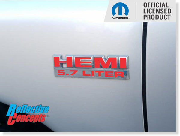 HEMI 5.7 LITER Emblem Overlay Decals - 2006-2012 Ram