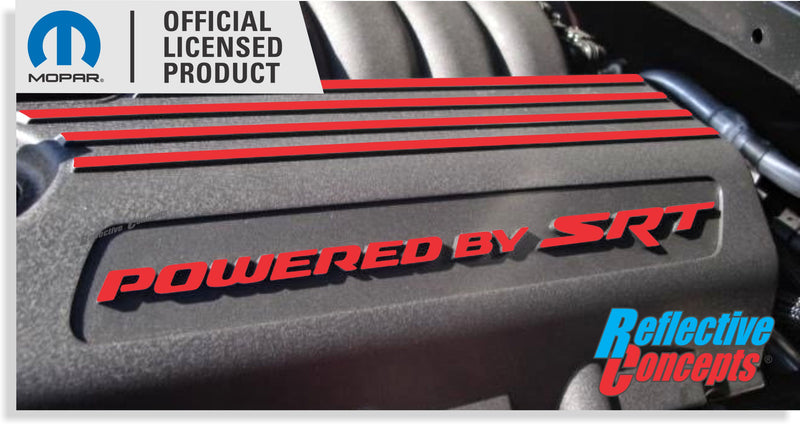 Powered by SRT Engine Cover Overlay Decals - 2015-2023 Challenger Scat Pack