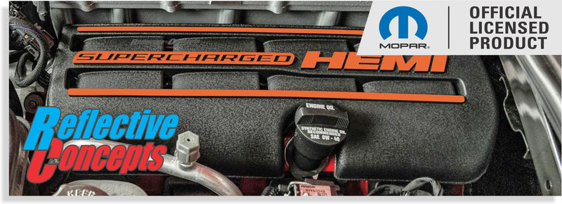 Supercharged Hemi Engine Cover Overlay Decals - SRT Hellcat Charger & Challenger