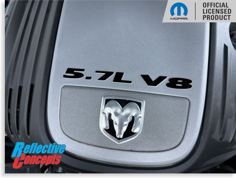 5.7L V8 Engine Cover Letter Overlay Decals - 05-08 Dodge Magnum