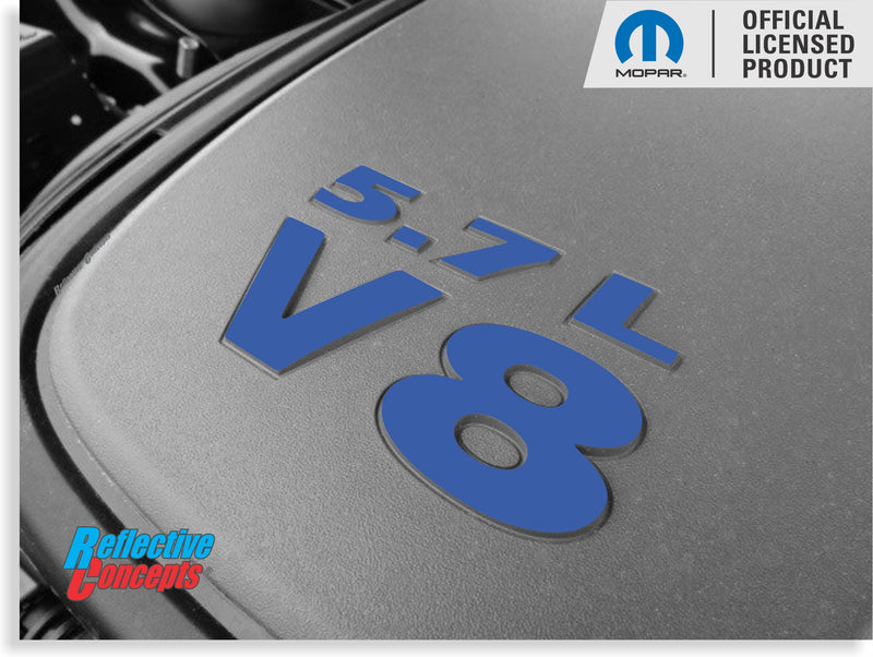 5.7L V8 Engine Cover Letter Overlay Decals - 2009-2023 Chrysler 300C