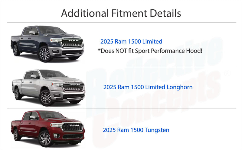 1500 SST H.O. Hood Emblem Overlay Decals - 2025 Ram 1500 High Output Hurricane