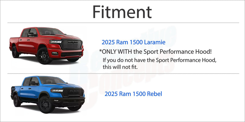 1500 SST Sport Performance Hood Emblem Overlay Decals - 2025 Laramie and Rebel