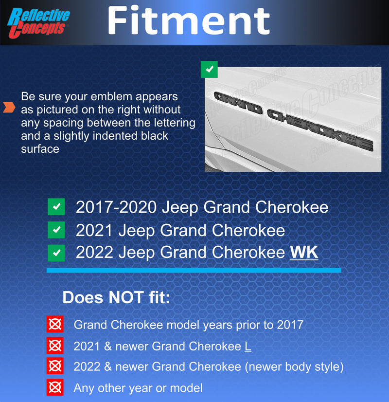 GRAND CHEROKEE Door Emblem Overlay Decal set - 2017-2022 Grand Cherokee WK2