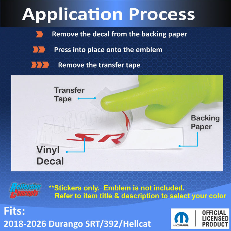 SRT Center Cap Overlay Decals for Durango SRT