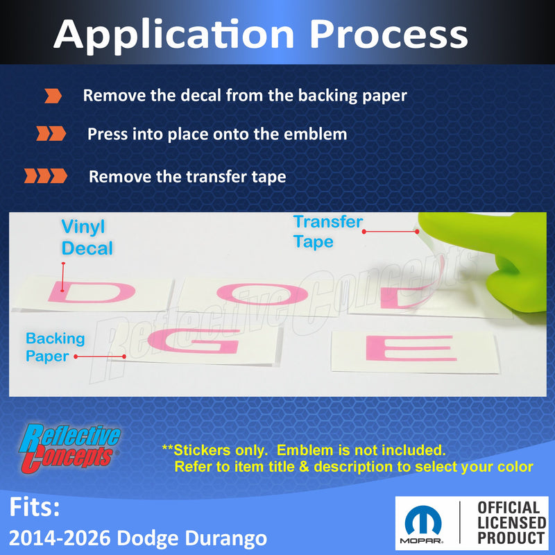 DODGE Liftgate Lettering Emblem Overlay Decal - 2014-2026 Durango