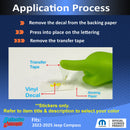 JEEP Steering Wheel Lettering Overlay Decal   - 22-25 Compass