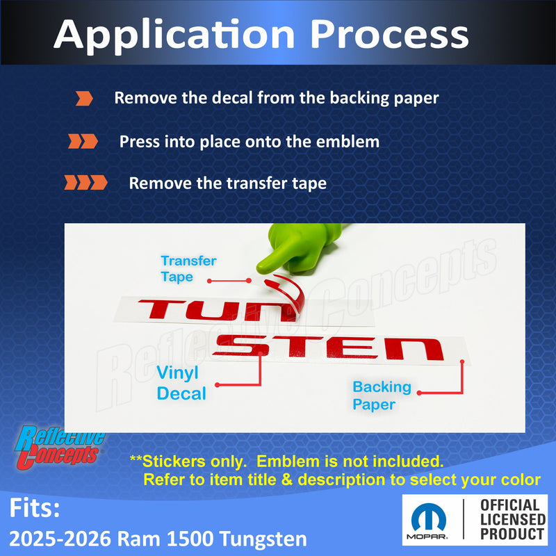 TUNGSTEN Tailgate Emblem Overlay Decal - 2025-2026 Ram 1500 Tungsten