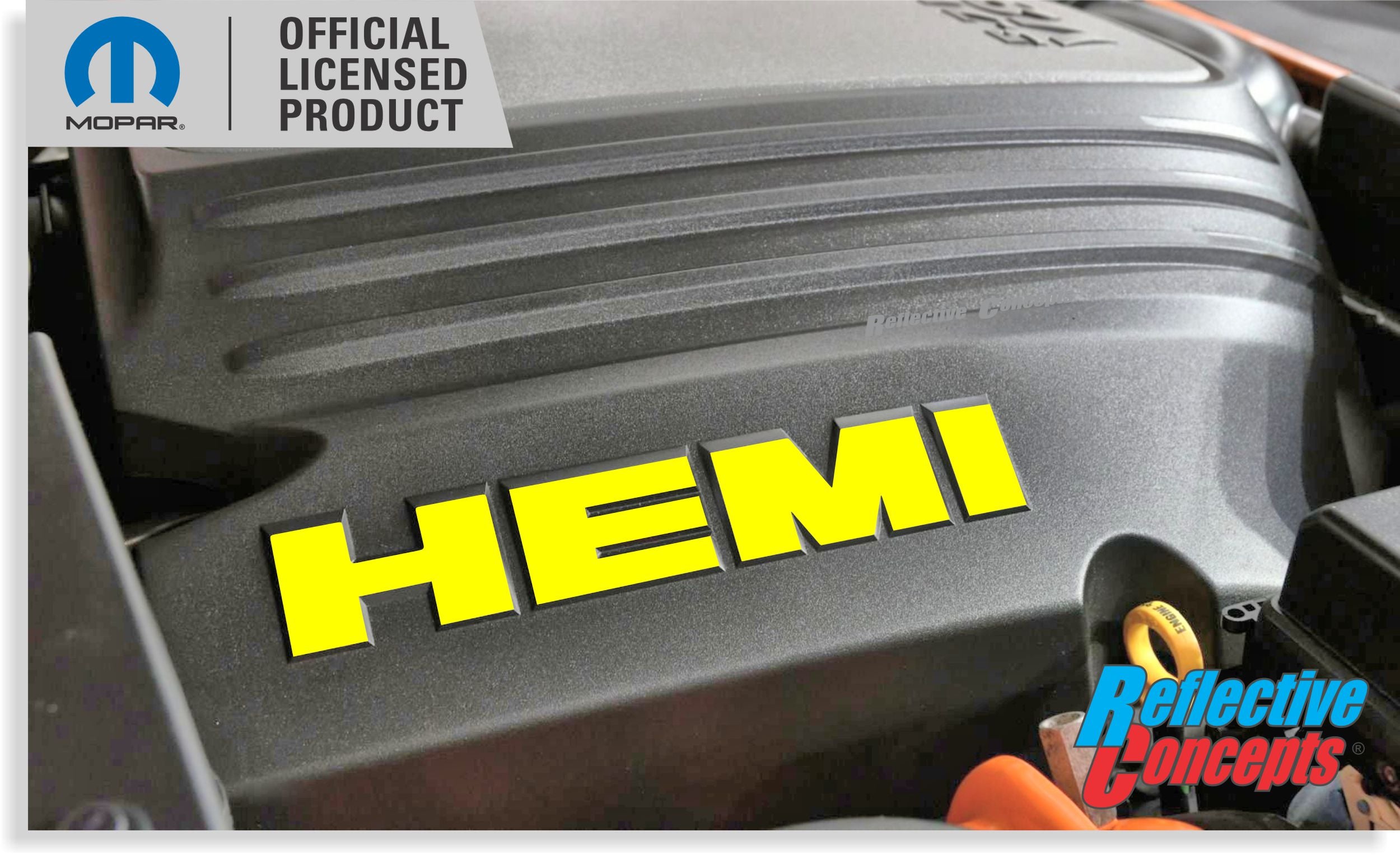 Engine Cover HEMI Decals - 09+ Challenger 5.7L