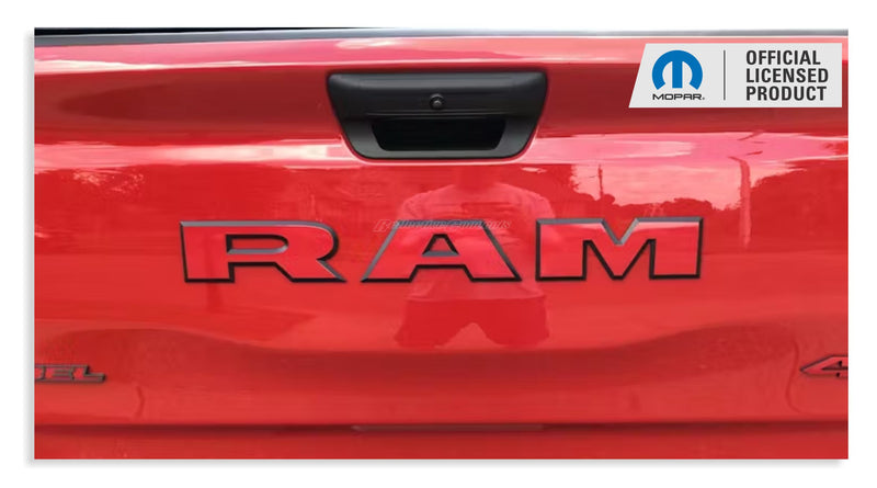 thumbnail image 2 of Pro Motor Stripes Tailgate Emblem Overlay Decal For Dodge RAM 1500 Rebel (2019-2023) - Choose Your Color! 2 of 6