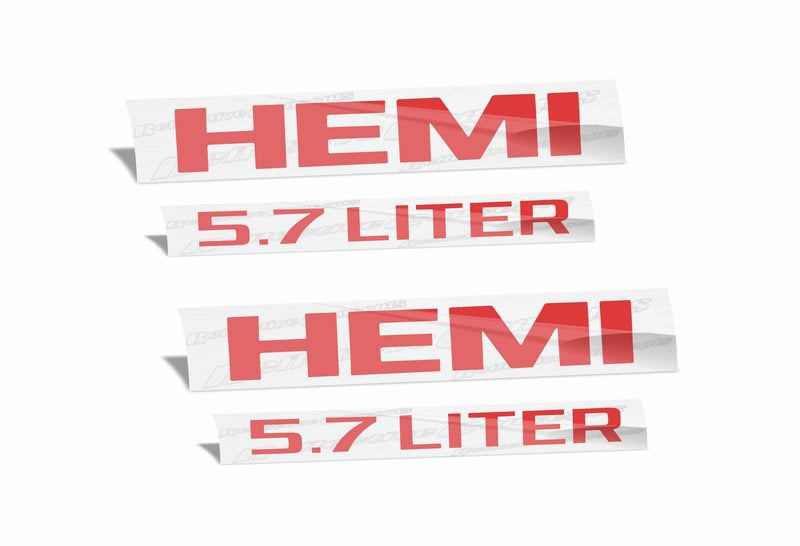 HEMI 5.7 LITER Emblem Overlay Decals - 2006-2012 Ram