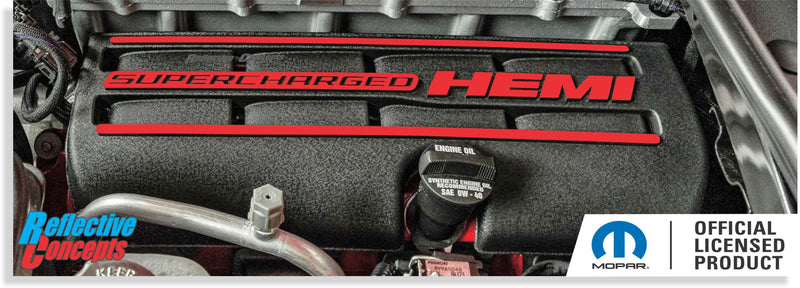 Supercharged Hemi Engine Cover Overlay Decals - Grand Cherokee Trackhawk