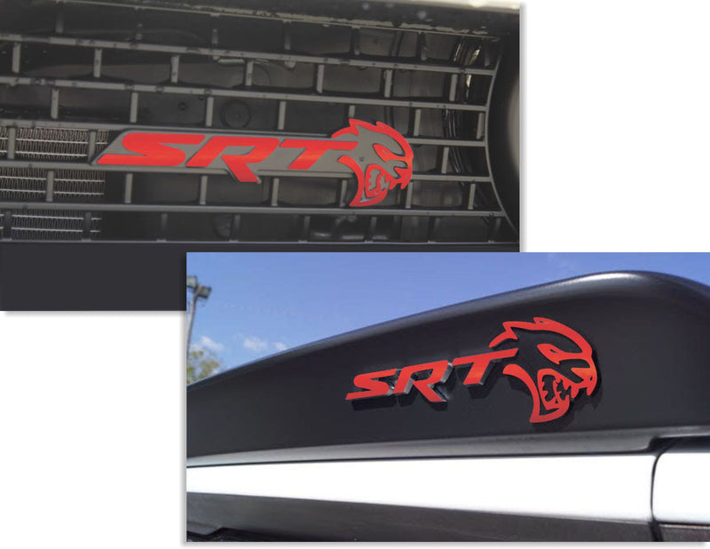 SRT Front and Rear Emblem Overlay Decals - 18-23 Challenger SRT Hellcat