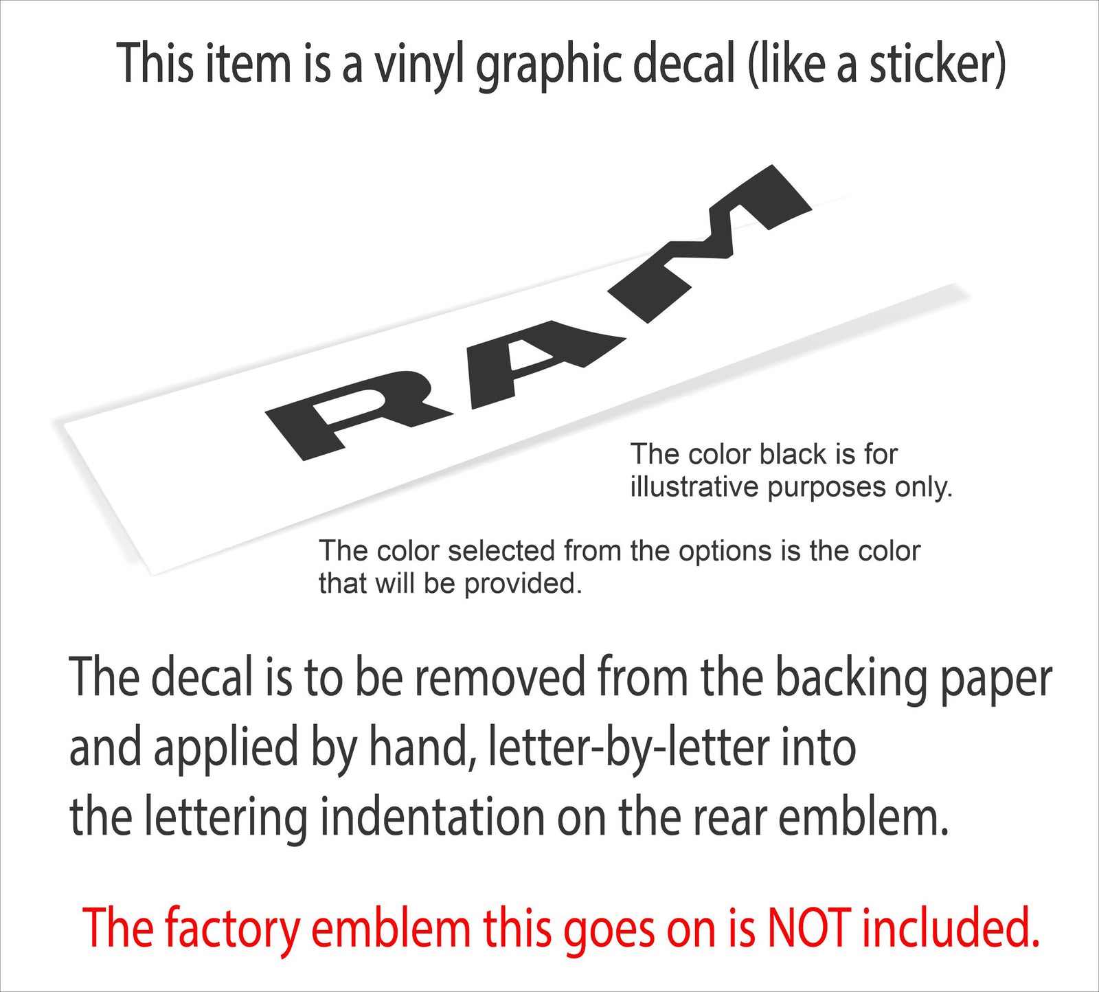 RAM Rear Nameplate Inlay Decal 2019-2023 Ram DT