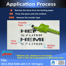 HEMI 5.7 LITER Emblem Overlay Decals - 2013-2018 Ram