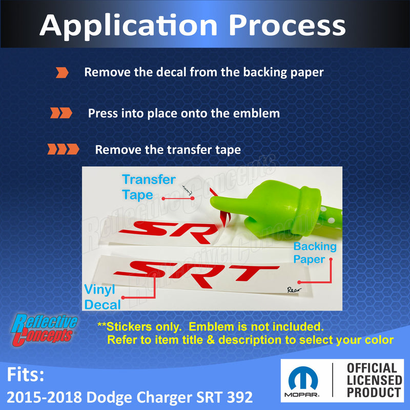 SRT Emblem Overlay Decals - 2015-2018 Charger SRT 392