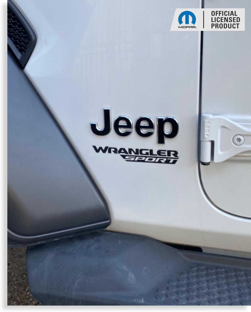 OEM Black Fender Emblem Nameplate For 2019-2025 Jeep Wrangler JL & Gladiator – Part #68422350AA, Pair