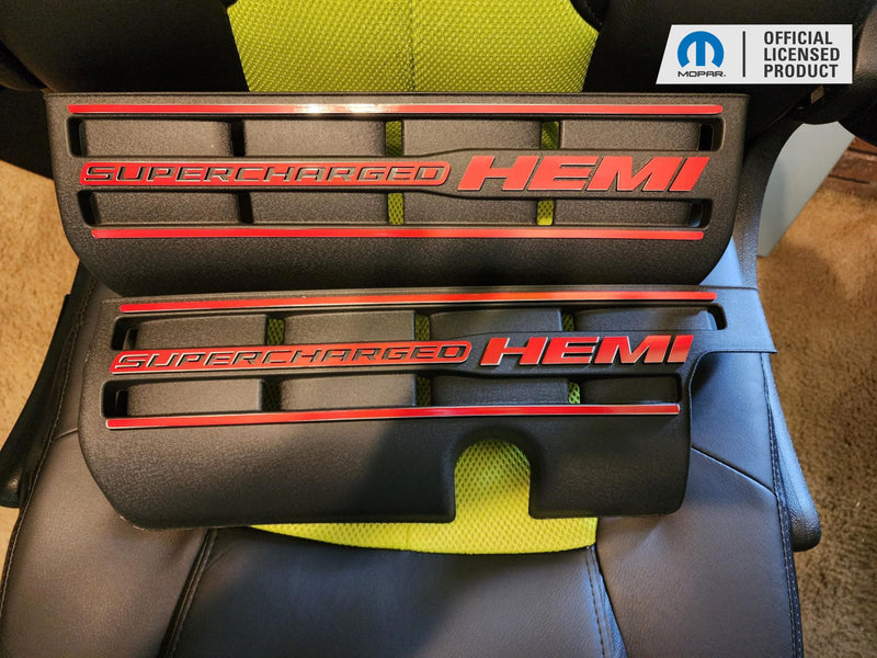 Supercharged Hemi Engine Cover Overlay Decals - SRT Hellcat Charger & Challenger