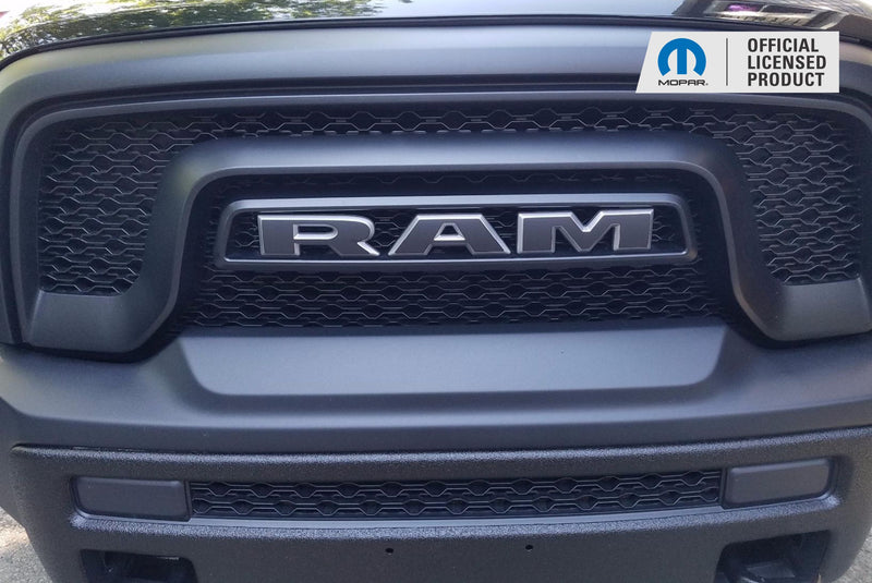 Matte Black RAM Badge 3D Front Grille Letters Emblem For 2019-2023 RAM 1500 - Matte Black, Clip-On (Open Box) Grilles For Dodge Ram 1500 Matte Black RAM Badge 3D Front Grille Letters Emblem For 2019-2023 RAM 1500 - Matte Black, Clip-On (Open Box) Grilles For Dodge Ram 1500