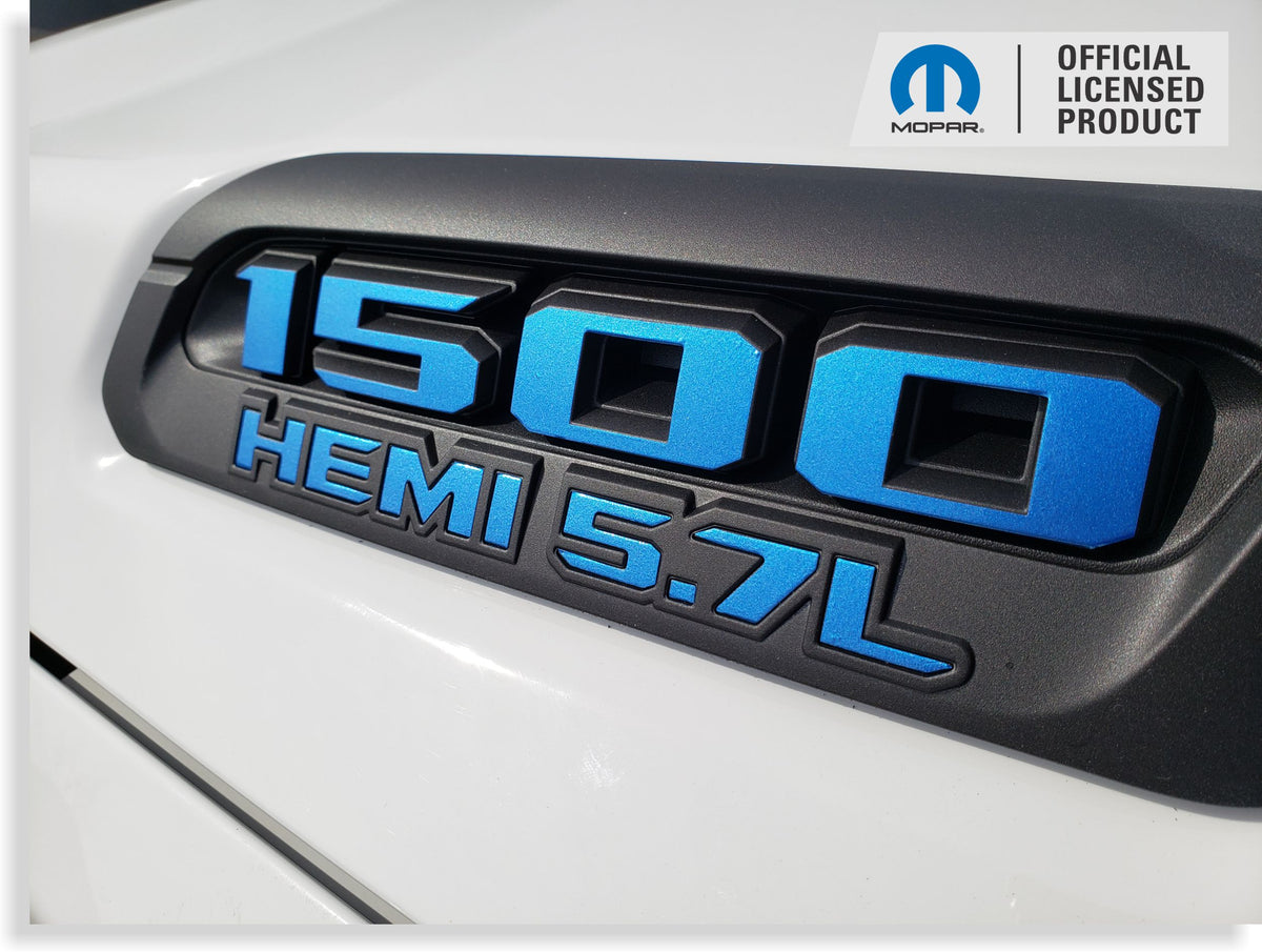 HEMI 5.7L 1500 Hood Emblem Overlay Decals
