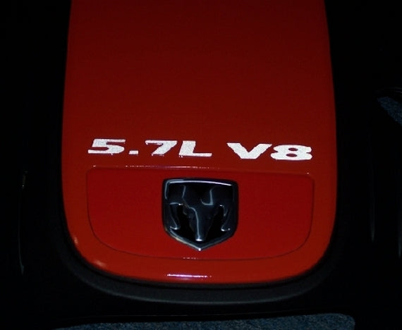 5.7L V8 Engine Cover Letter Overlay Decals - 05-08 Dodge Magnum