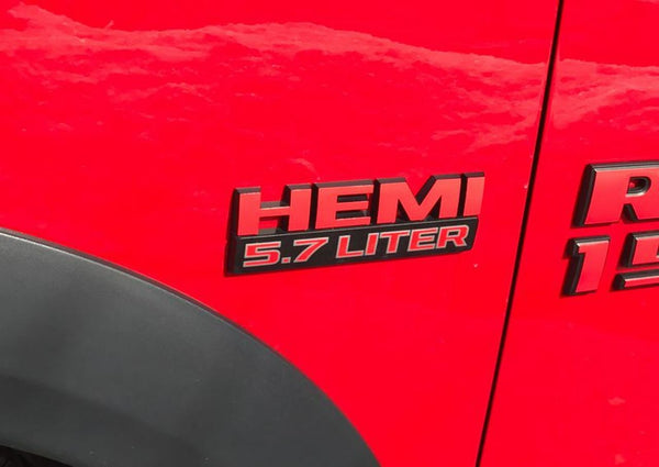 HEMI 5.7 LITER Emblem Overlay Decals - 2019-2023 Ram 1500 Classic