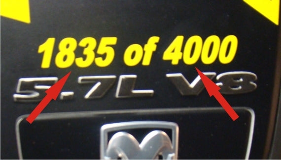 Limited Edition Numbering - Dodge Charger